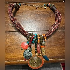 Necklace, southwestern style, chunky adjustable